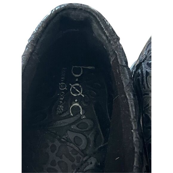 BOC Born Concept Women's Black Leather Floral Paisley Embossed Clog Size 8.5M - Picture 3 of 13